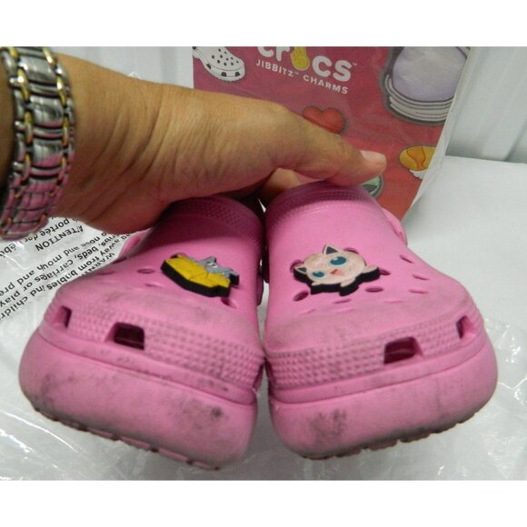 Pink Crocs Jibbitz Charm Clogs Kids Size J2 Durable Lightweight Shoes - Picture 6 of 8